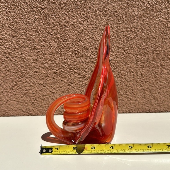 Vintage Unique Ozark Art Glass Mid Century, Orange with white swirl - Picture 8 of 11